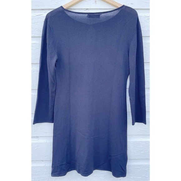 Giordano Ladies Dress Black Knit Open Front Classic Long Sleeve Midi - Picture 4 of 5